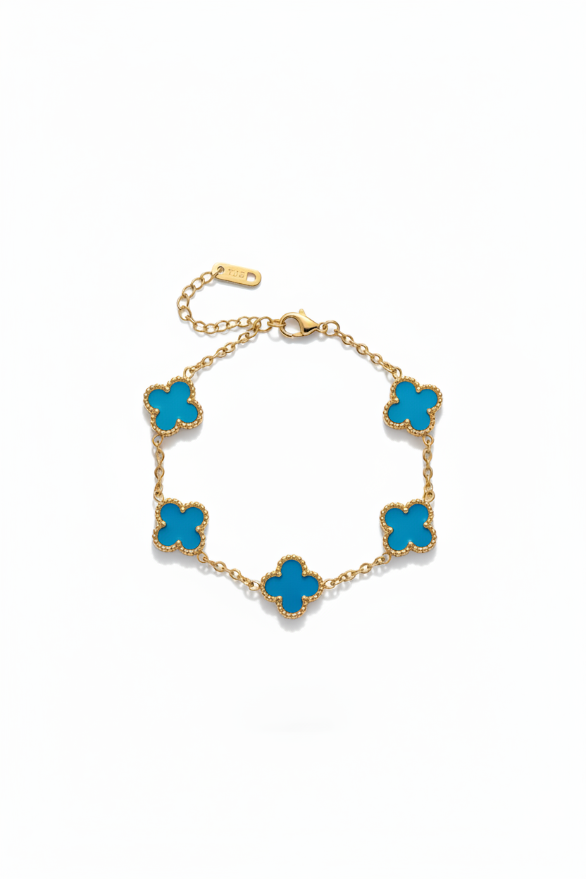 Blauwe klaver armband