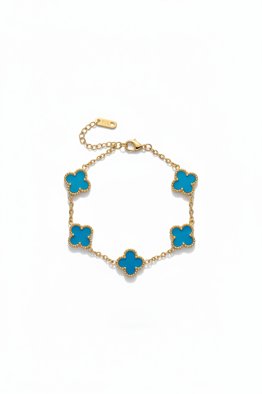 Blauwe klaver armband